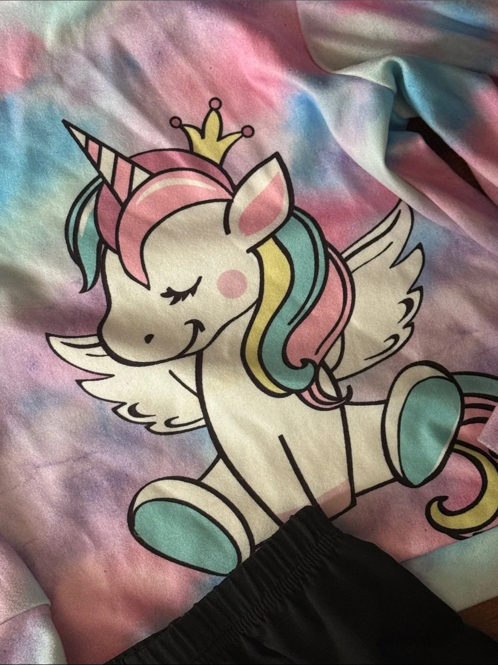 3/$12 SHEIN Pastel Pink & Blue Tie-Dye Unicorn Hoodie Set (7Y)